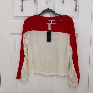 rag & bone Red and Cream Long Sleeve Tee